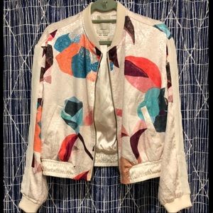 Elevenses Silk Floral Bomber Jacket, S